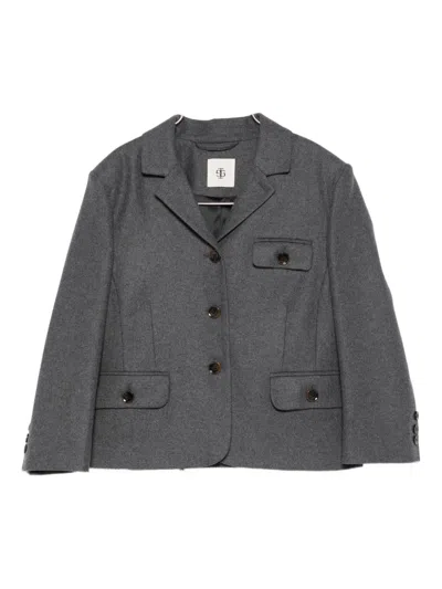 The Garment Mitch Fitted Jacket In Grey Melange Wool In Gray