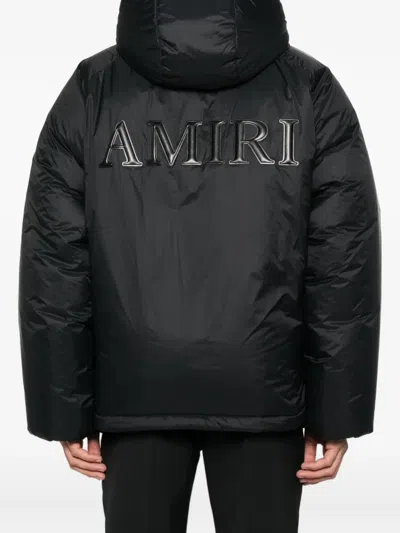Amiri Logo-patch Hooded Jacket In Black