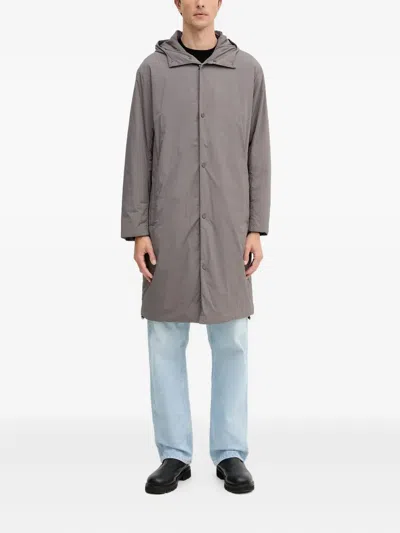 Armani Exchange Hooded-buttoned Coat In Gray