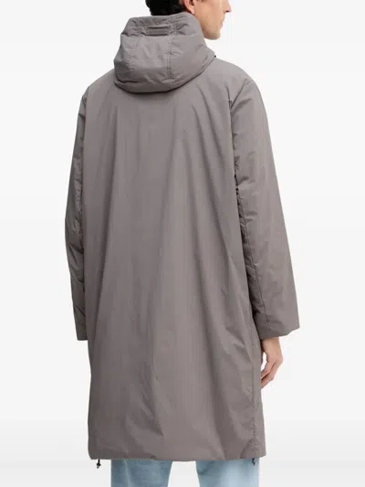 Armani Exchange Hooded-buttoned Coat In Gray
