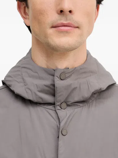 Armani Exchange Hooded-buttoned Coat In Gray