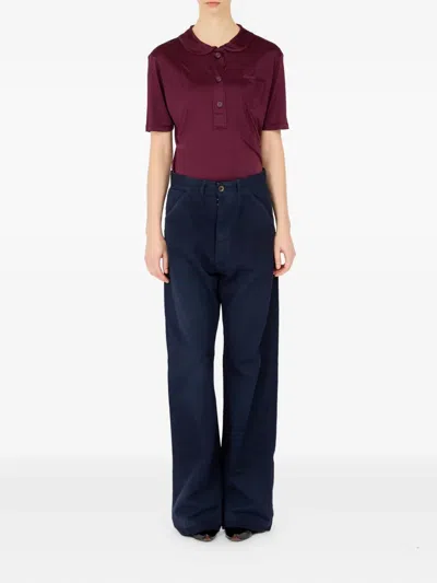 Maison Margiela Button-fastening Corduroy Trousers In Blue