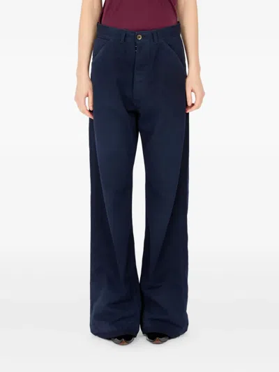 Maison Margiela Button-fastening Corduroy Trousers In Blue