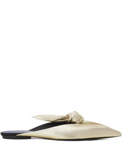 Lanvin Knotted Pointed-toe Mules In Yellow