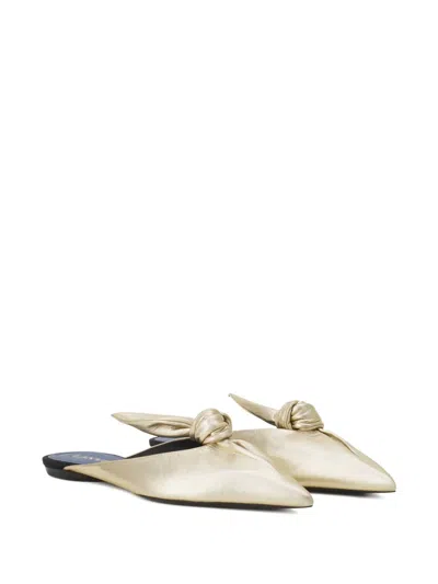 Lanvin Knotted Pointed-toe Mules In Yellow