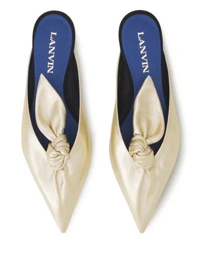 Lanvin Knotted Pointed-toe Mules In Yellow