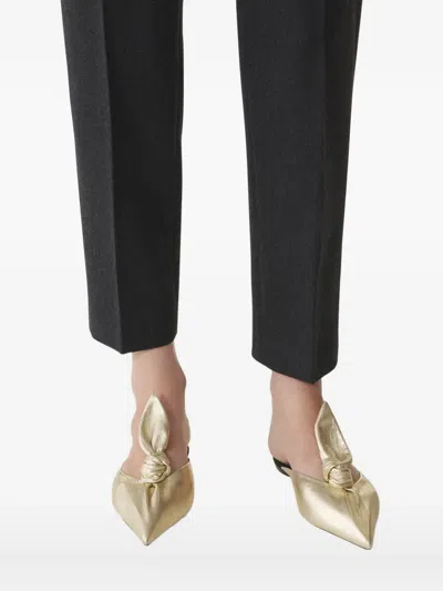 Lanvin Knotted Pointed-toe Mules In Yellow