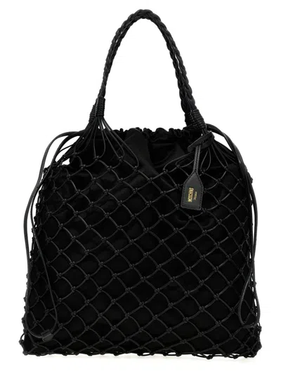 Moschino Women Woven Nappa Leather Shopping Bag In Black