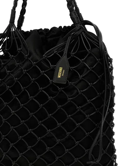 Moschino Women Woven Nappa Leather Shopping Bag In Black