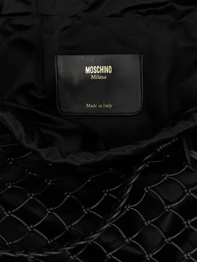 Moschino Women Woven Nappa Leather Shopping Bag In Black