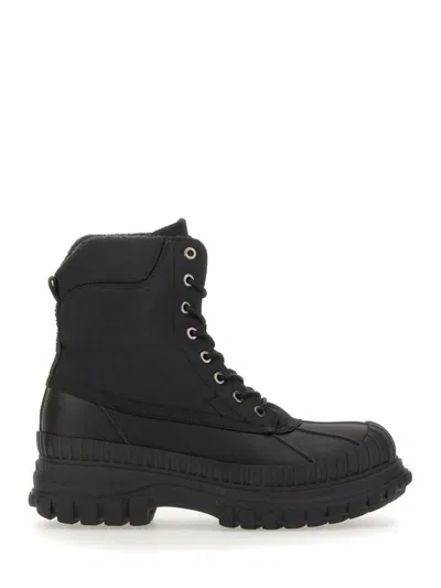 Ganni Outdoor Lace-up Boot In Black