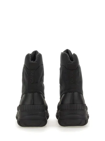 Ganni Outdoor Lace-up Boot In Black