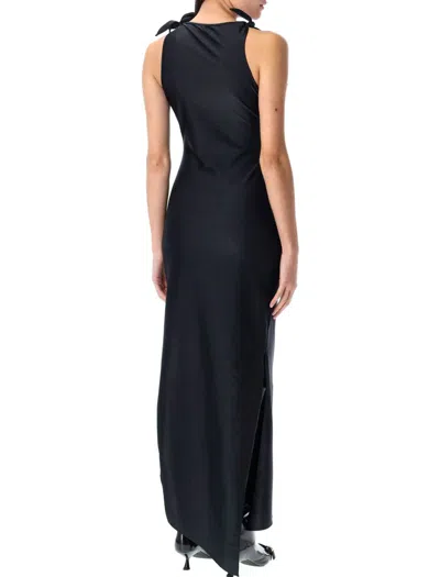 Coperni Asymmetric Flower Gown In Black