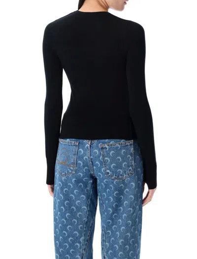 Marine Serre Turtleneck Sweater With Moon Logo And Rhinestones In Black