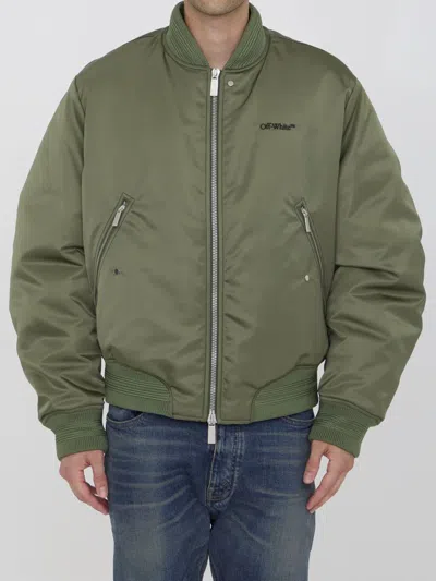 Off-white Four Leaf Clove Bomber Style Jacket In Green