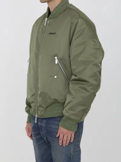 Off-white Four Leaf Clove Bomber Style Jacket In Green