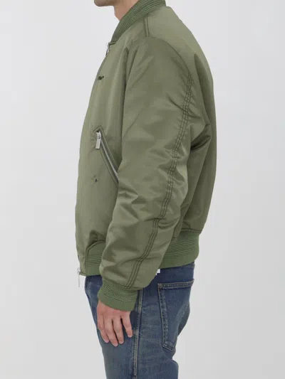 Off-white Four Leaf Clove Bomber Style Jacket In Green