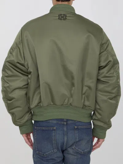 Off-white Four Leaf Clove Bomber Style Jacket In Green