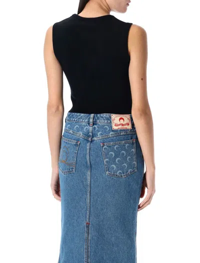 Marine Serre Moon Logo Knit Vest In Black