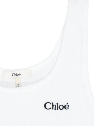 Chloé Women Logo Cotton Tank Top In White