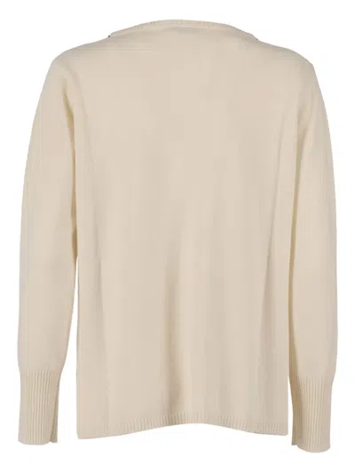 Kangra Cashmere Boat Neck Sweater With Trimmings Insert In Neutral