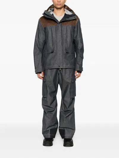 Moncler Padded Denim Ski Bottoms In Black