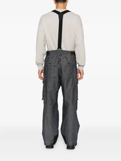 Moncler Padded Denim Ski Bottoms In Black