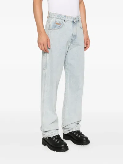 Msgm Straight Leg Denim Trousers With Belt Loops In Blue