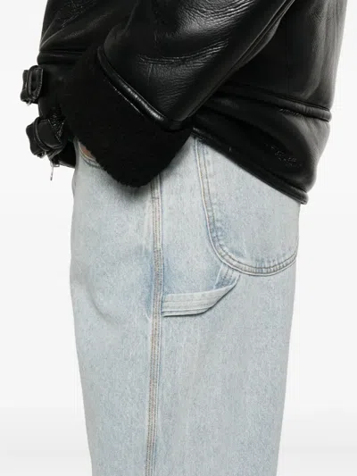 Msgm Straight Leg Denim Trousers With Belt Loops In Blue