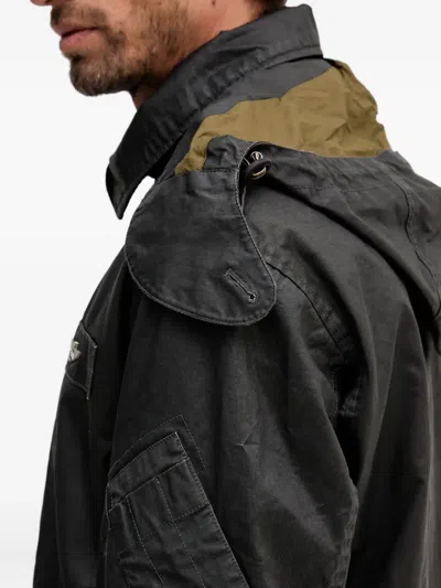 Aeronautica Militare Buttoned-hooded Jacket In Gray