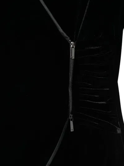 Emporio Armani Asymmetric Velvet Long Sleeve Blazer In Black