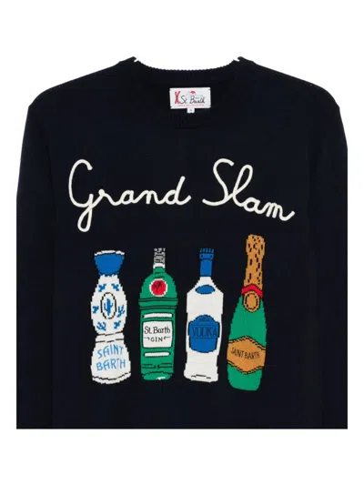 Mc2 Saint Barth Grand Slam Intarsia Sweater In Blue
