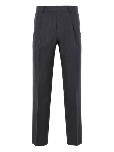 Auralee Striped Straight-leg Trousers In Gray