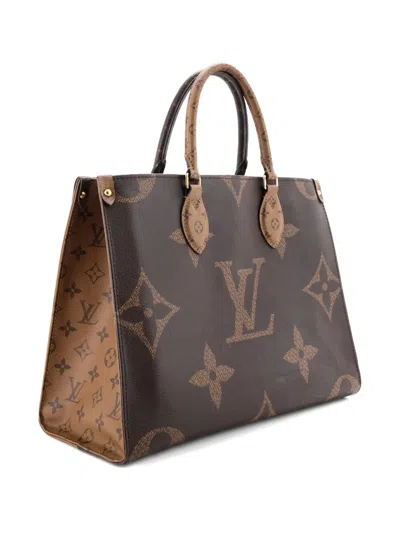 Pre-owned Louis Vuitton Onthego Reverse Monogram Giant Mm Tote Bag In Brown