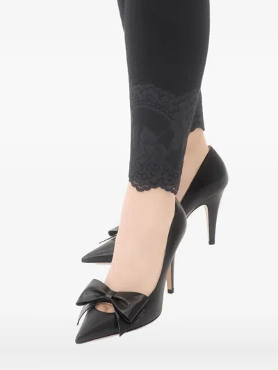 Valentino Garavani Bowow Goatskin Pumps Pointed Toe Heels In Black