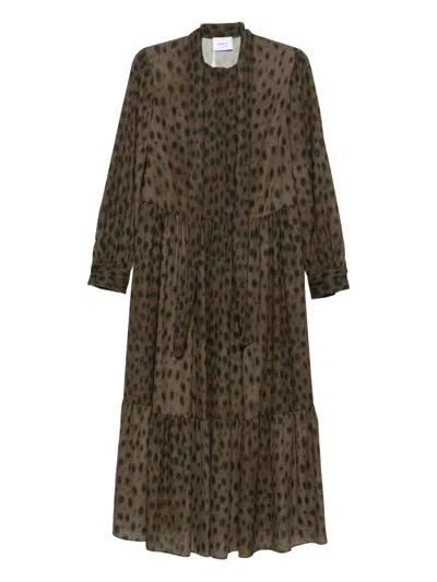 Akris Punto Long-sleeve Midi Dress In Brown