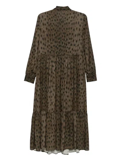 Akris Punto Long-sleeve Midi Dress In Brown