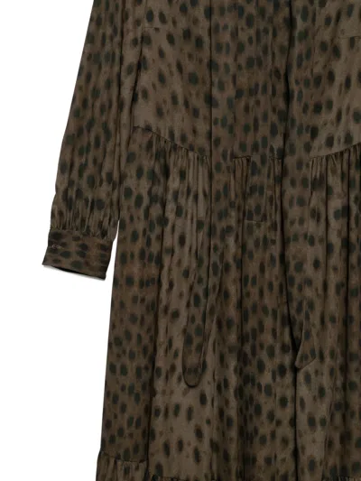 Akris Punto Long-sleeve Midi Dress In Brown