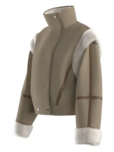 Hugo Boss Fleece-detail Jacket In Neutral