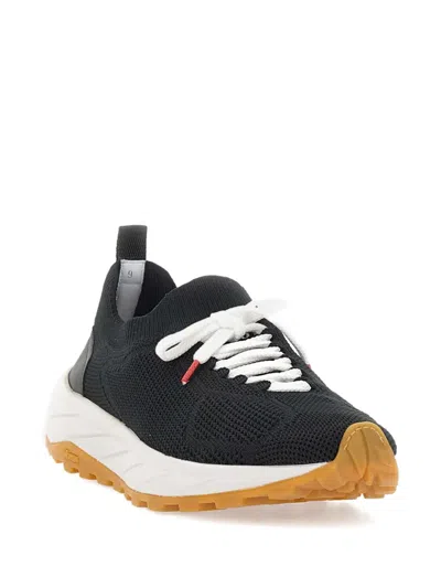 Kiton Leather-insert Sneakers In Black