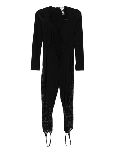 蕾丝拼接连体长裤