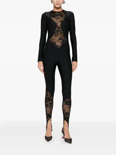 蕾丝拼接连体长裤