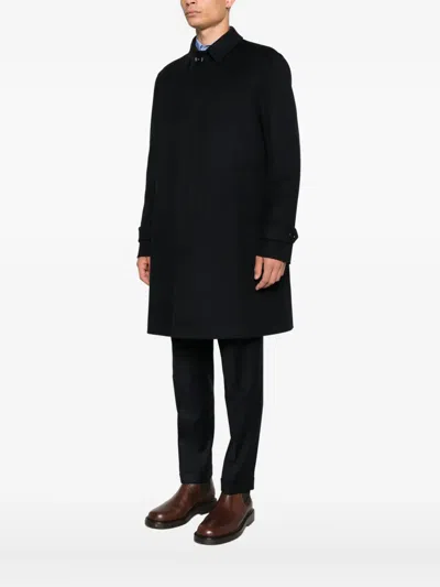 Lardini Virgin Wool Long Coat Pockets In Black
