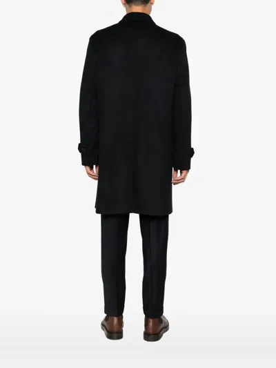 Lardini Virgin Wool Long Coat Pockets In Black
