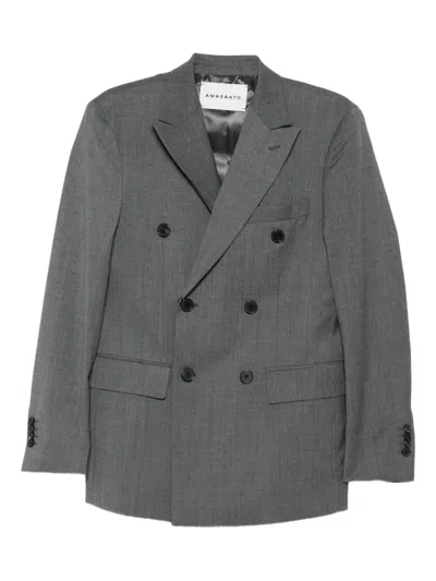 Amaranto Double-breasted Blazer In Gray
