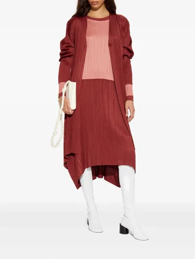 Issey Miyake Pleated Long Sleeved Top In Pink