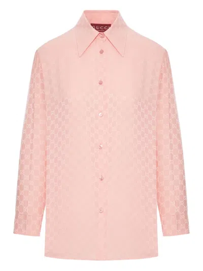 Gucci Long Sleeve Shirt Regular Collar In Pink
