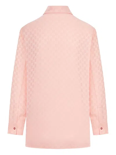 Gucci Long Sleeve Shirt Regular Collar In Pink