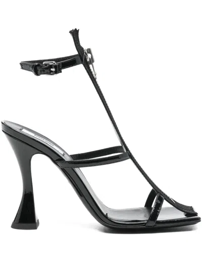 Moschino High-heeled Patent Leather Sandals In Black