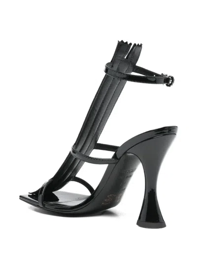 Moschino High-heeled Patent Leather Sandals In Black